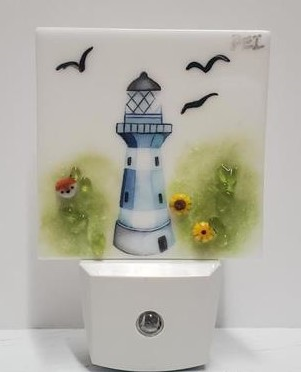 Carolyn Cross - Fused Glass Nightlight - Lighthouse
