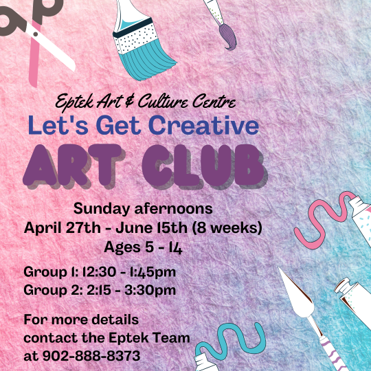 Pink poster showing art supplies 
