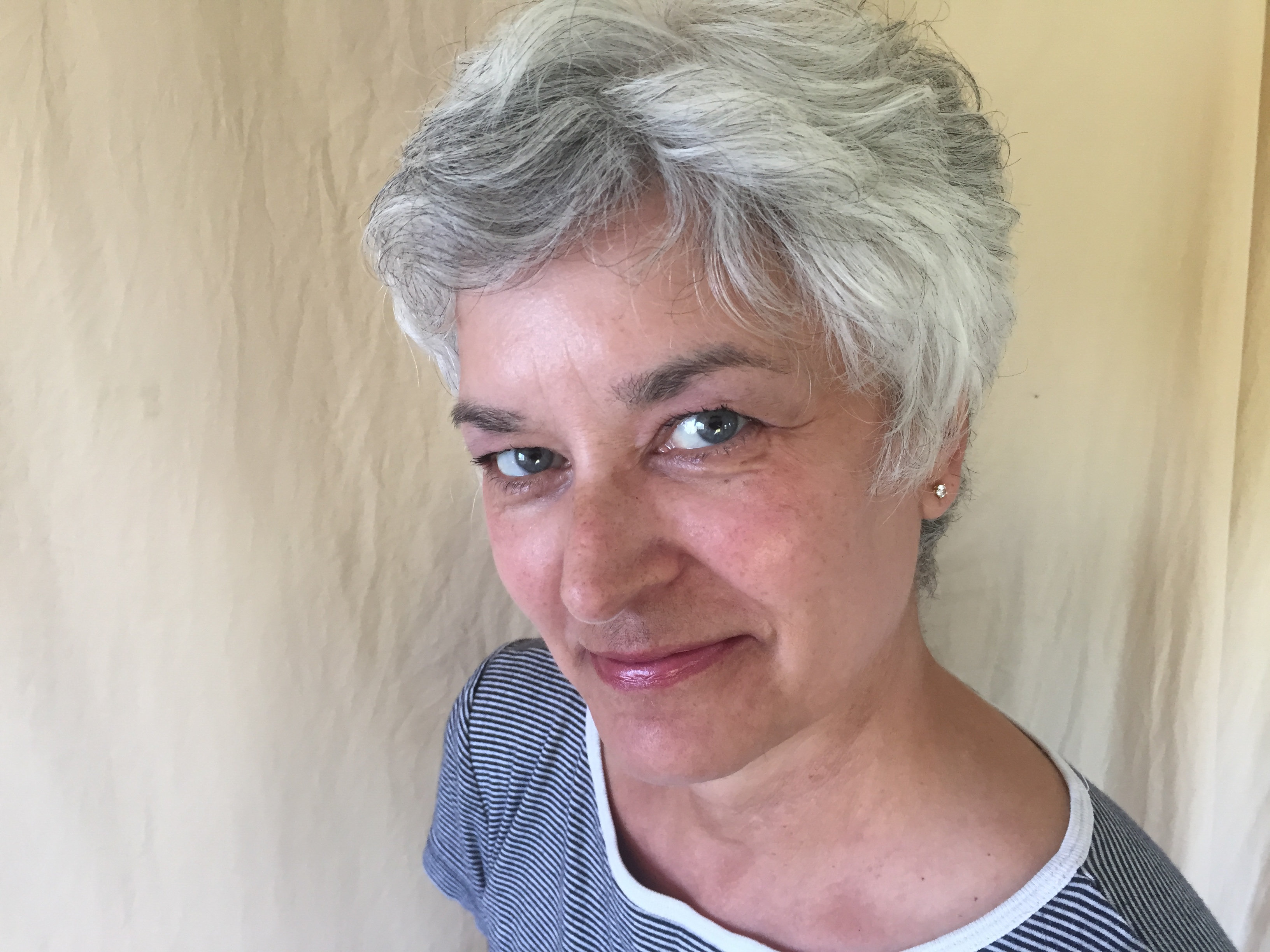 a woman with grey hair