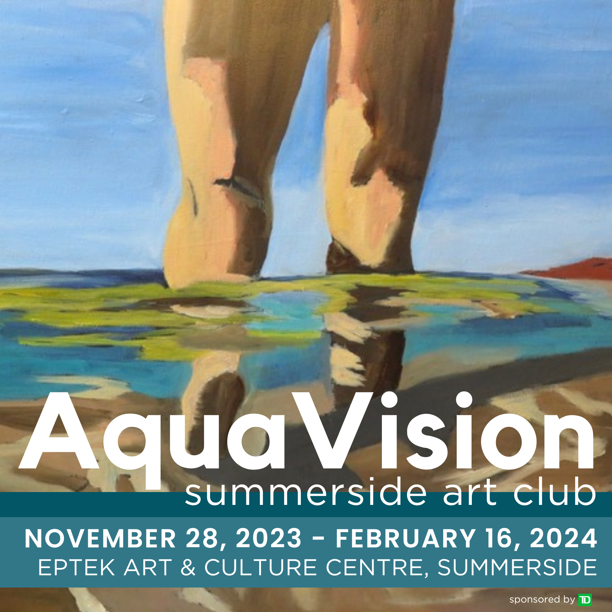 painting of fish and the ocean, with text "AquaVision - Summerside Art Club"