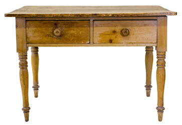 A kitchen work table made of local Island pine.