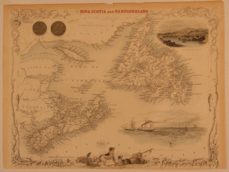 Nova Scotia and Newfoundland map from 1851