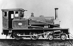 Old black and white photo showing the Kensington locomotive